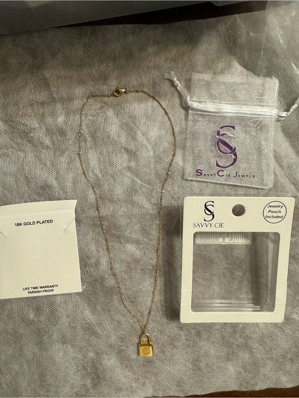 Savvy Cie Gold Initial 'A' Padlock Necklace